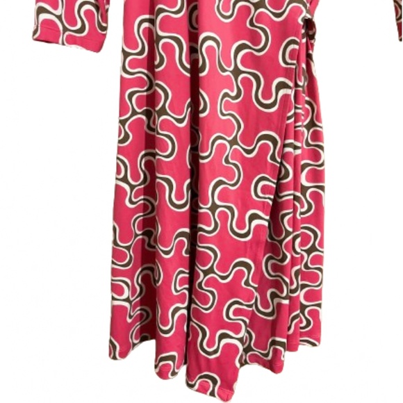 J. McLaughlin Women’s Vibrant Pink Multi Abstract Print Wrap Dress Sz-M - Picture 3 of 8